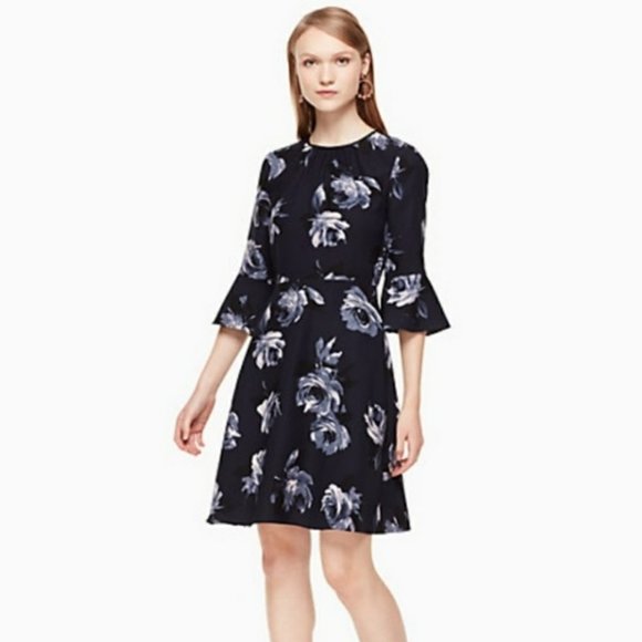 kate spade Dresses & Skirts - Kate Spade Navy Night Rose Crepe Dress sz 8 NWT